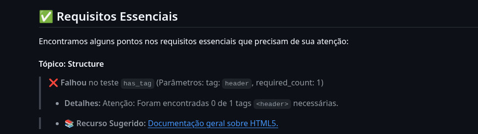 Feedback padrão (sem Inteligência Artificial)
